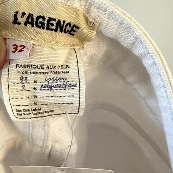 NWT L'AGENCE Audrina High Rise Straight Jean in Blanc Worn Destruct - Size 32 - Picture 3 of 9